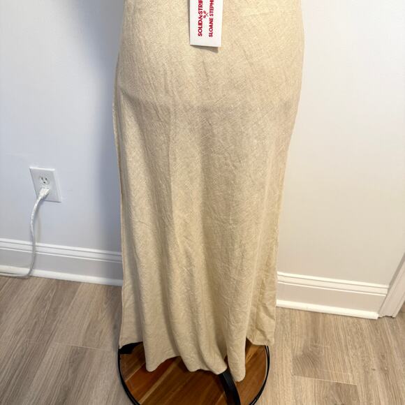 Solid & Striped x Sloane Stephens The Elizabeth Linen Dress Metallic Chrome New - Picture 10 of 13